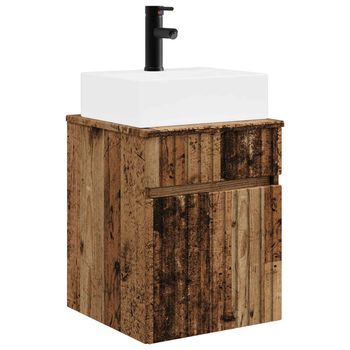 Vanidad Con Lavabo De Pared Madera Envejecida 39 X 41 X 62,5 Cm Vidaxl