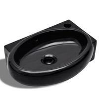 lavabo de bano moderno  lavabo redondo de ceramica con orificio de grifodesague negro