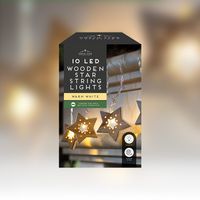 10 led wooden star battery op string lights