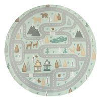 alfombra infantil lavable chiko turquesa 150 cm redondo