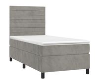 cama box spring colchon y led terciopelo gris claro 100x200 cm rayas horizontales