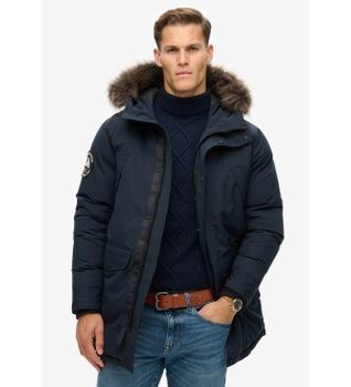 Superdry para hombre. M5011929A Parka de pelo sintético Everest marino (M), Casual, Poliéster, Sostenible