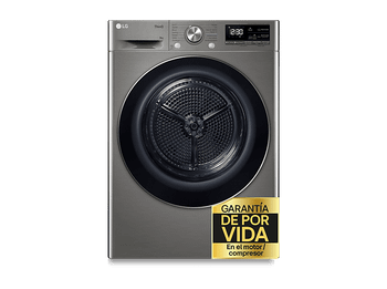 Secadora bomba de calor - LG RH90V9PV2N, Independiente, 9kg, 14 programas, Acero Inoxidable