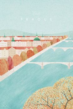 Cuadro ciudad praga vintage impresión sobre lienzo 60x90cm