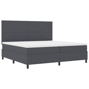 Cama Box Spring Led Gris Oscuro Y 200 X 200 Cm Tela De Pana Vidaxl