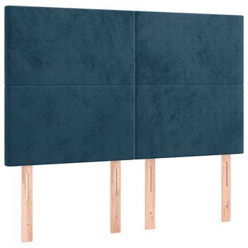 Juego De 4 Cabeceros Cama | Panel De Cabecera Terciopelo Azul Oscuro 72x5x78/88 Cm