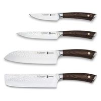 3 claveles sakura - juego premium de 4 cuchillos acero forjado con hoja martilleada