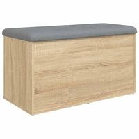 banco con almacenaje  banco de almacenamiento madera ingenieria roble sonoma 82x42x45 cm