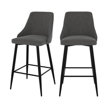 Set de 2 sillas para isla de cocina en tela gris oscuro 66,5 cm