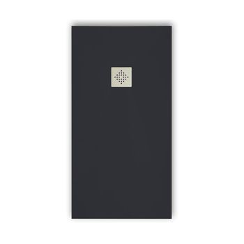 Plato De Ducha Pizarra Pure Grafito  90x180 Cm Rejilla Inox