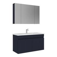 conjunto de mueble con lavabo y espejo 2 piezas  - 100 x 45 x 57 cm - azul marino mate