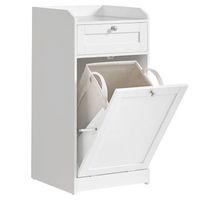 mueble de bano con cesto de ropa extraible cajon encimera - blanco