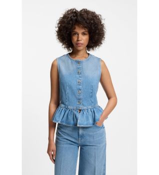 HUGO para mujer. 50563534 Top Gimma azul (S), Casual, Algodón, Sin mangas / Tirantes