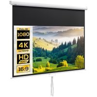 pantalla de proyeccion homcom de 80 pulgadas proyector de video para cine en casa 169 4k hd fijacion a pared o techo 187x8 x cm blanco
