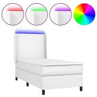 cama box spring y colchon led cuero sintetico blanco 80x200 cm vidaxl