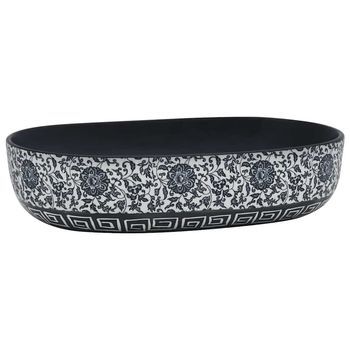 Lavabo Sobre Encimera | Lavabo De Baño Moderno Ovalado Cerámica Negro Y Azul 59x40x14 Cm