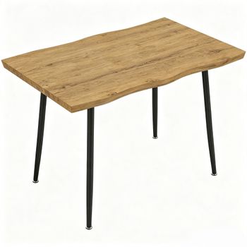 HOMCOM Mesa de Comedor Mesa de Cocina Nórdica para 4 Personas Tablero Grueso y Bordes Curvados 110x70x75 cm Roble