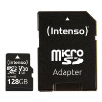 intenso professional microsdxc 128gb uhs-i u3 v30 clase 10  adaptador sd