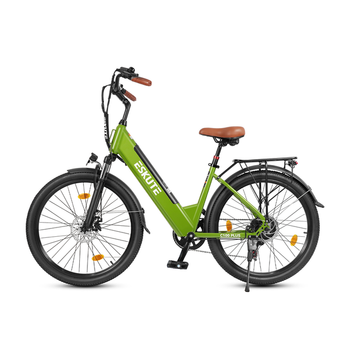Bicicleta Eléctrica Eskute C100 Plus, Urbana Y Para Desplazamientos Diarios Para Adultos, Verde Aguacate