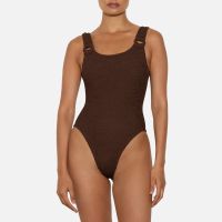 hunza g domino metallic seersucker swimsuit
