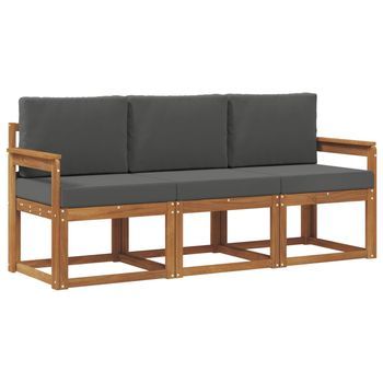 Conjunto De Sofás De Exterior 3 Piezas | Mueble De Jardín Natural Y Antracita