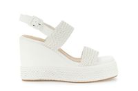 sandalias de dos tiras con cuna en efecto piel sintetica trenzada white