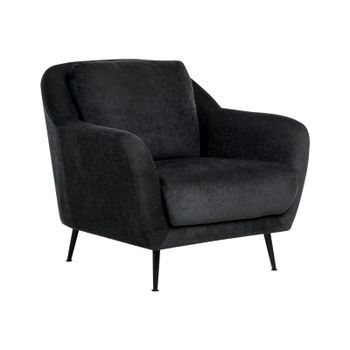 Sillón Tapizado De Chenilla Patas De Hierro Negras Con Reposabrazos Asiento Grueso Estilo Moderno Sala De Estar Negro Eiby