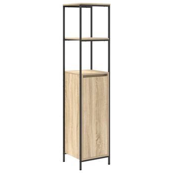 Mueble De Baño | Armario De Baño Con Estantes Roble Sonoma 36x35x165 Cm