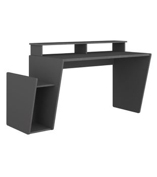 Mesa escritorio gaming con espacio para periféricos en gris oscuro