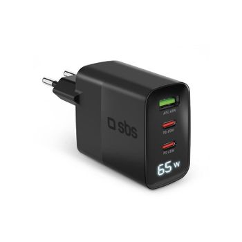 Cargador USB-C 65W SBS con 3 Puertos y Pantalla LCD