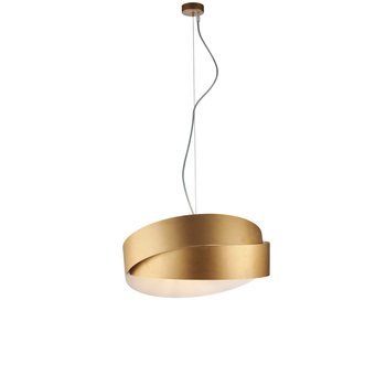 Astro - Lámpara Colgante Blanca Con Decoración Y Oro Antiguo, Cable De Acero Ajustable, 2 Luces Ø46 Cm