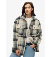 superdry para mujer w4010448a camisa gruesa sin forro beige xl casual poliester manga larga