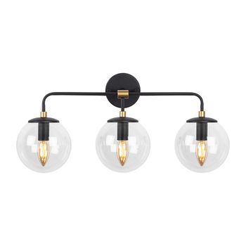 Lámpara De Pared Horn-12208 Negro Oro Cobrizo Metal Vidrio 56x21x27 Cm