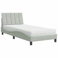 cama individual  cama para adultos  cama con colchon terciopelo gris claro 90x190 cm