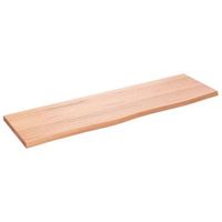 encimera de bano madera maciza tratada marron claro 100x30x2 cm