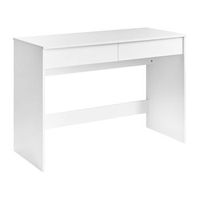 escritorio de oficina estilo escandinavo 2 estantes tablero aglomerado patas anchas 110 x 50 cm blanco rondane