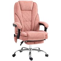 vinsetto silla de oficina con masaje y calefaccion altura ajustable respaldo inclinable control remoto reposapies retractil rosa