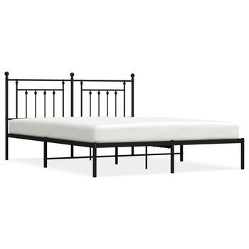 Estructura Cama Sin Colchón Con Cabecero Metal Negro 180x200 Cm Vidaxl