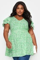 yours top peplum de florecitas verdes mujer curvy y tallas grandes yours