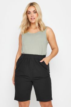 Yours Bermudas Negras De Algodón, Mujer Curvy Y Tallas Grandes, Yours