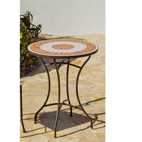 mesa para terraza jardin con tablero de mosaico resistente