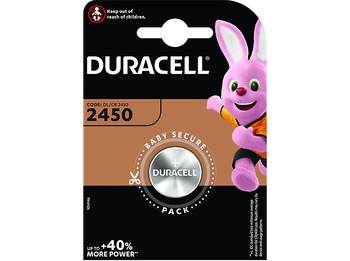 Pilas botón - Duracell 2450, 1 unidad, 3 V DL2450/CR2450, Plata