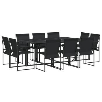 Juego De Comedor De Jardín 11 Piezas Textileno Negro
