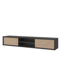 mueble para tv de 180cm 2 puertas y 2 compartimentos de la coleccion maanum color gris y roble claro
