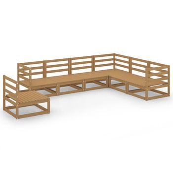 Muebles De Jardín 7 Piezas Marrón Miel Madera Maciza De Pino Vidaxl
