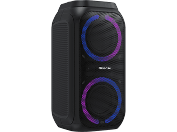 Altavoz de gran potencia - Hisense HP160 Party Rocket, 160 W, Con batería, Autonomía 12 horas, 5 efectos luz, Modo Karaoke, Pair Play, IPX4, Negro