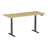 escritorio motorizado sentado de pie 180 x 75 cm tablero madera clara rusticabase negra