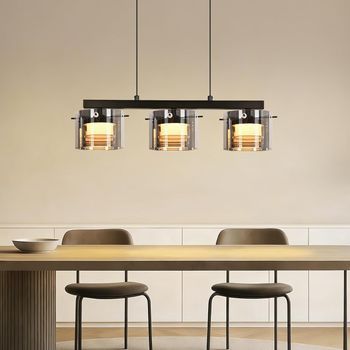 Nettlife Lámpara Colgante Led De Cristal, Lámpara De Techo Moderna Con Altura Ajustable 140cm Para Comedor, Salón Y Dormitorio (3 Luces)