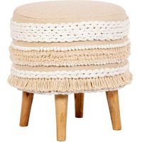 taburete puff redondo - estilo boho bali - ivy marfil