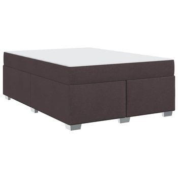 Estructura De Cama Marrón Oscuro 160 X 200 Cm Tela